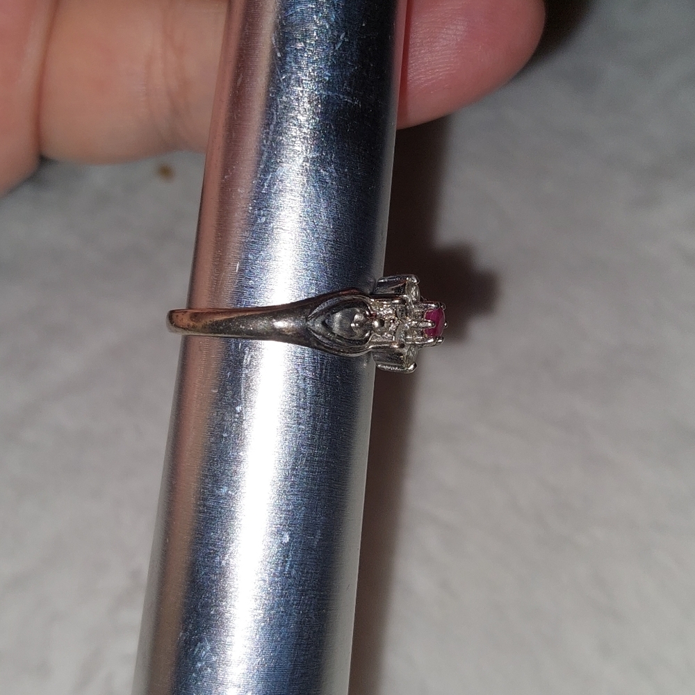 Silver And Ruby Diamond Gemstone Ring - image 5